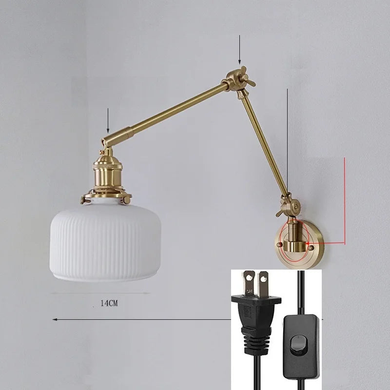 IWHD 2022 New Ceramic Copper LED Wall Lamp Beside Left And Right Rotate