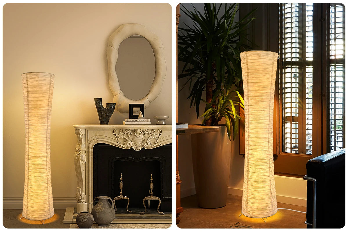 Tricolor Paper Cylinder Floor Lamp