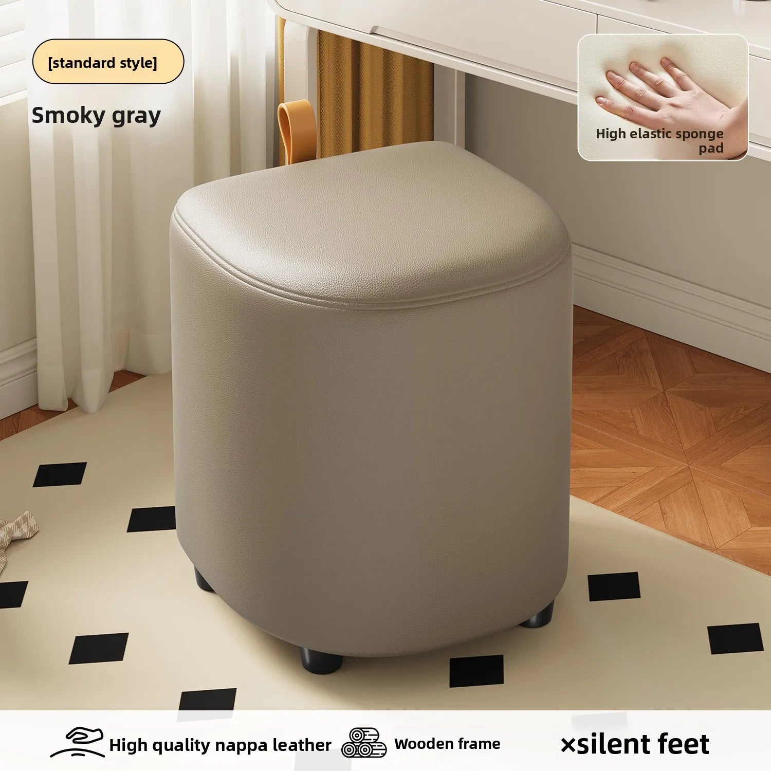 Storage Vanity Stool with Wheels