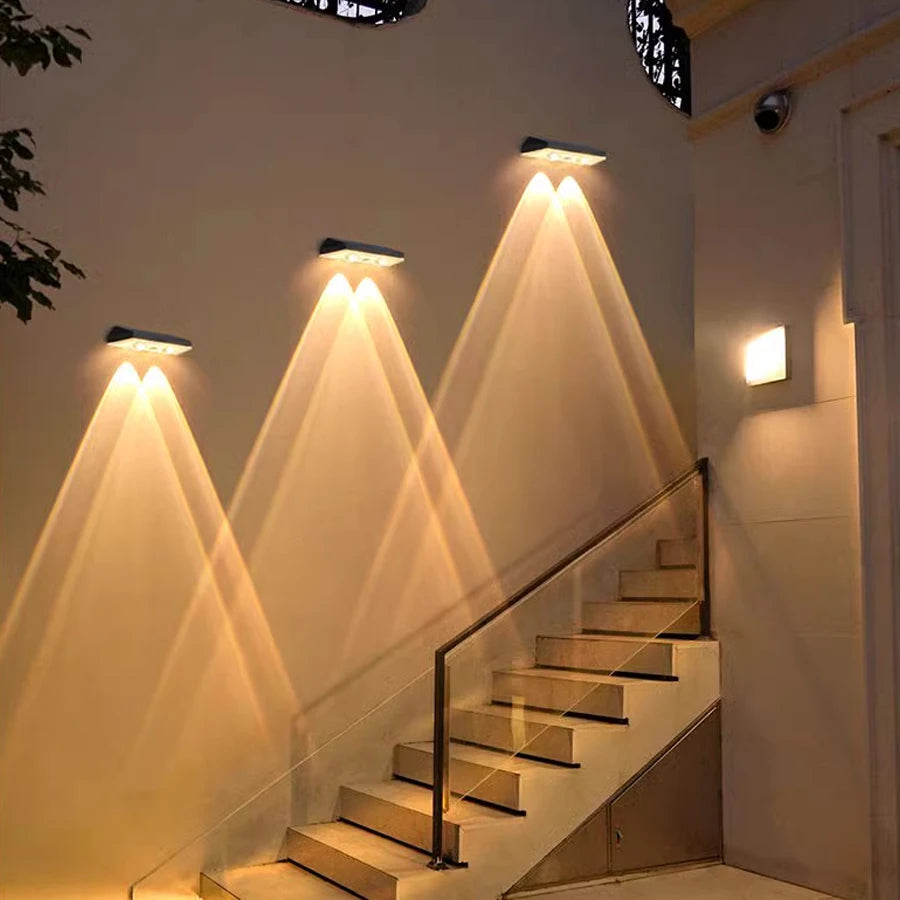 2 Pack Colorful Solar Wall Lights 3 LED Solar Fence Lights Outdoor