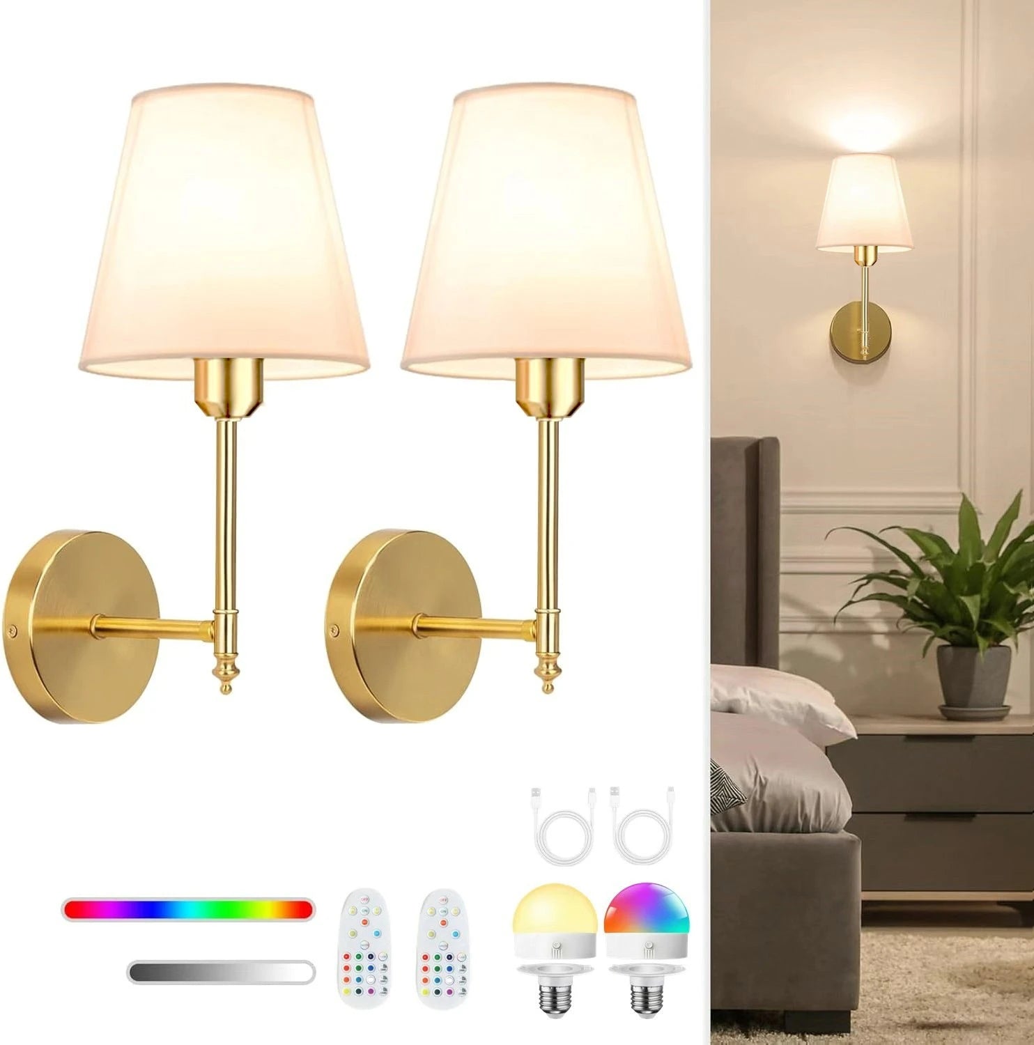 Wireless Rechargeable Battery Powered Wall Light, 4000mAh