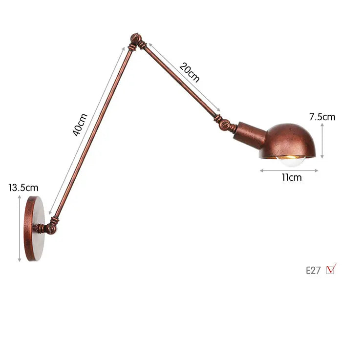 Loft Industrial adjustable long swing arm Wall lamp Fixture Vintage