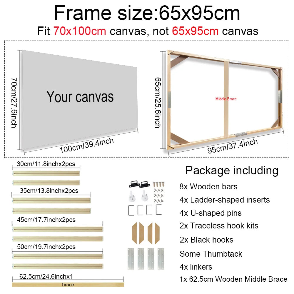 Various Sizes Canvas Frame Wooden Frames Natural Wooden Photo