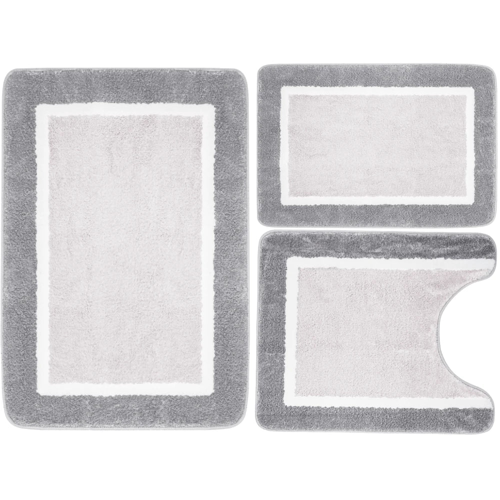 Velvet Memory Foam Bathroom Rug Set Of 3 Water Absorption Non Slip