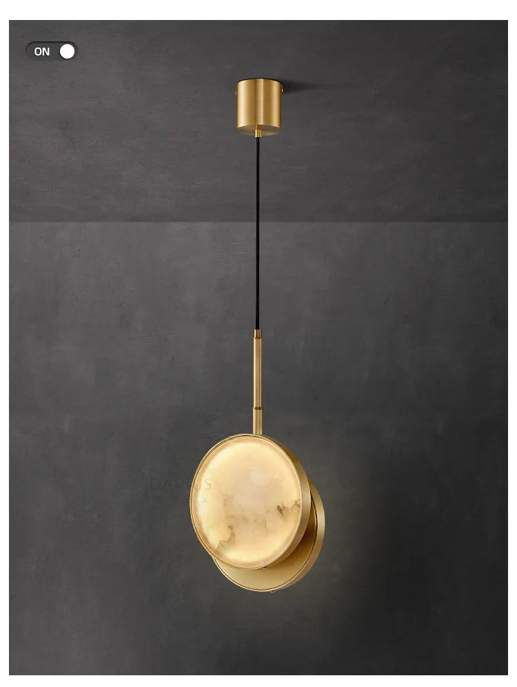 Round Marble and Copper Wall Lamp