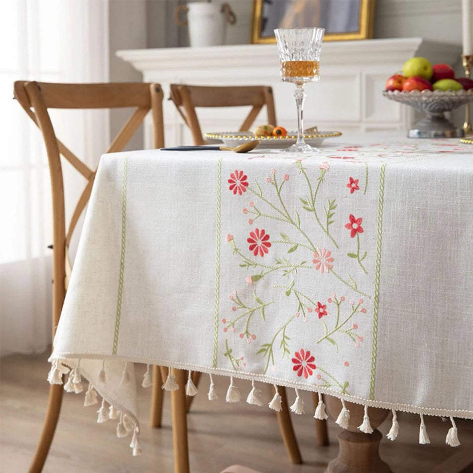 Nordic Style Tassels Cotton Linen Tablecloth,Modern Simplicity