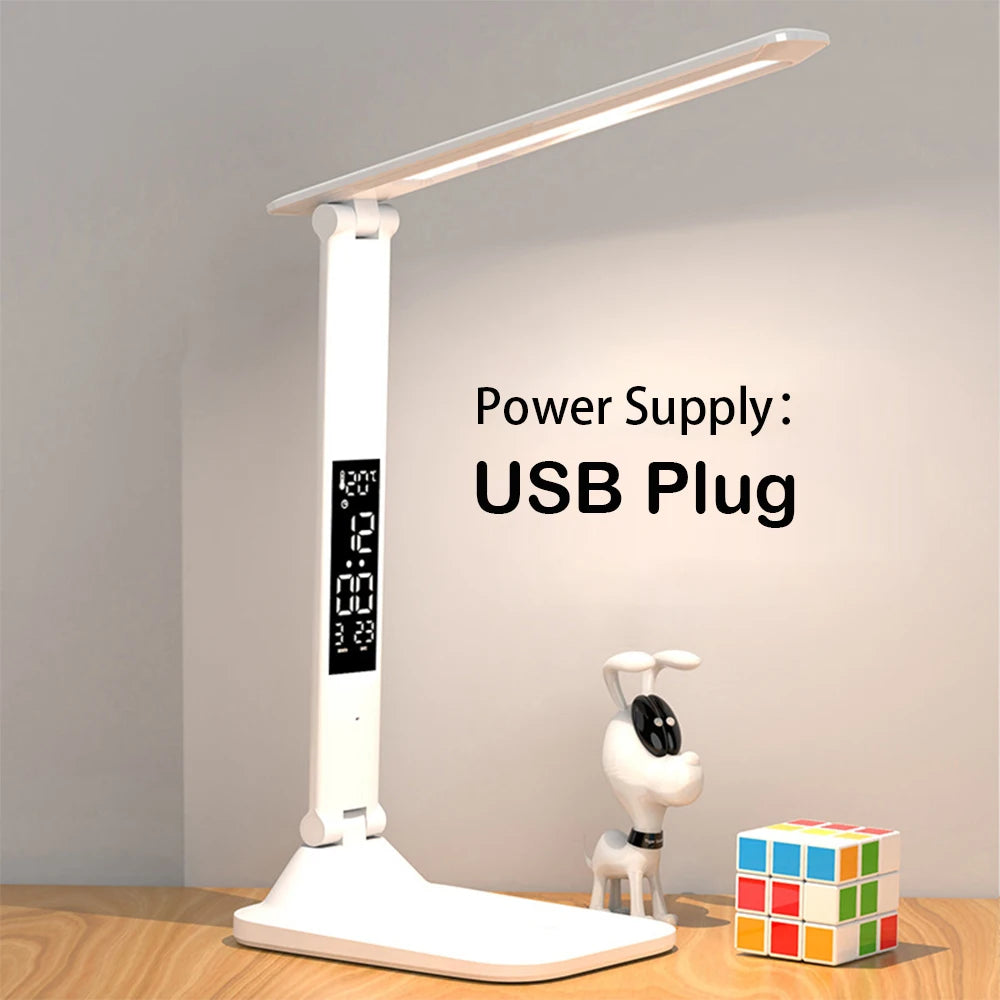 Folding Desk Lamp with Clock