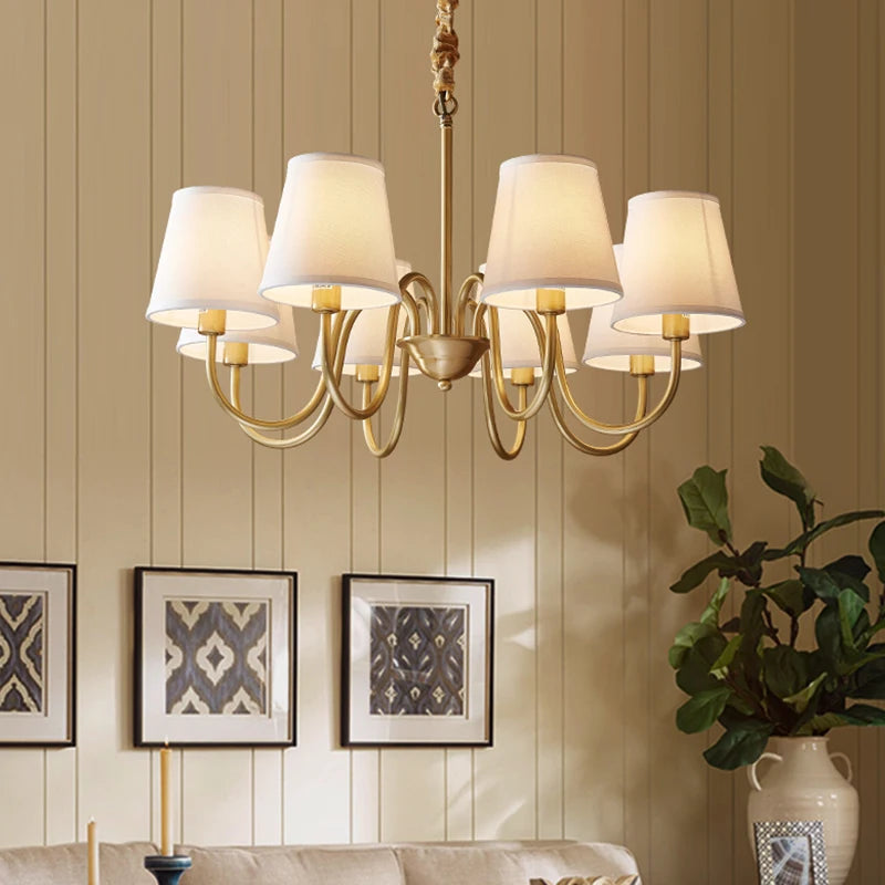 Copper and Fabric Retro Chandelier