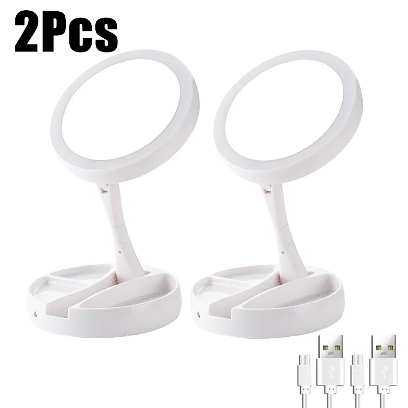 LED Daylight Makeup Mirror, 360 Rotating with Detachable Base