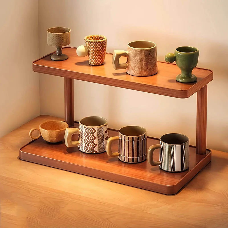 Wooden Tea Room Storage Rack