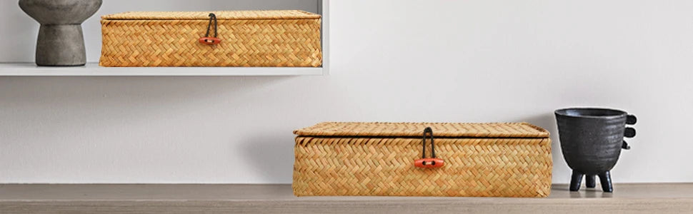 Seagrass Lidded Baskets Set of 2