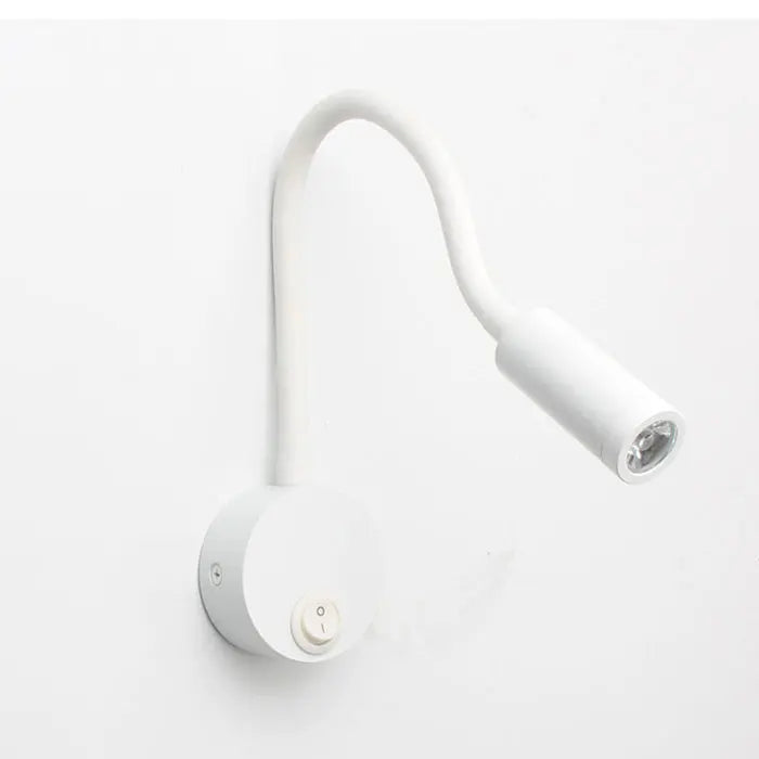 Bronze 3W LED Reading Light Black White Silver Gooseneck Wall Lamp