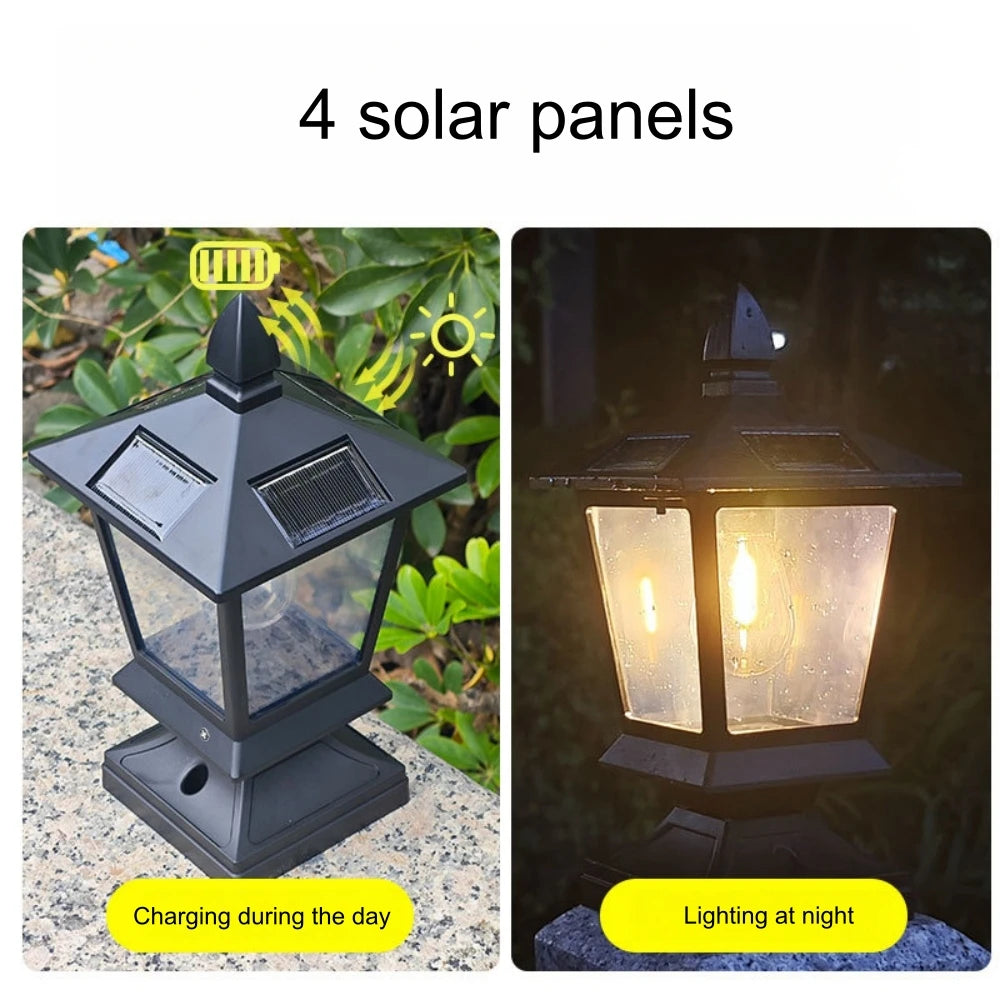Waterproof Solar Garden Lights for Villas Courtyard Pillar Head Light