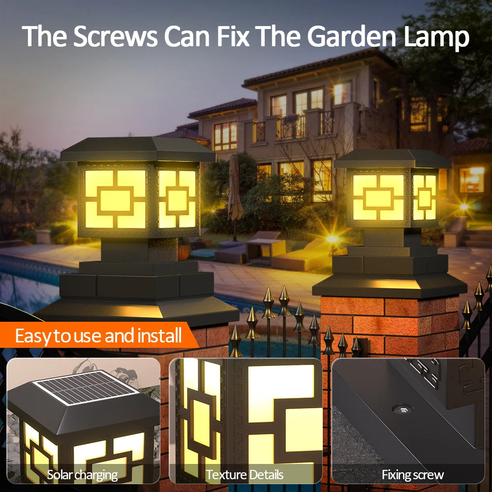 Outdoor LED Solar Stigma Post Cap Lights, Waterproof & 2 Color modes,