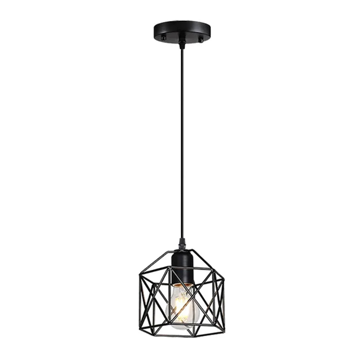 Vintage Wrought Iron Frame Pendant Light