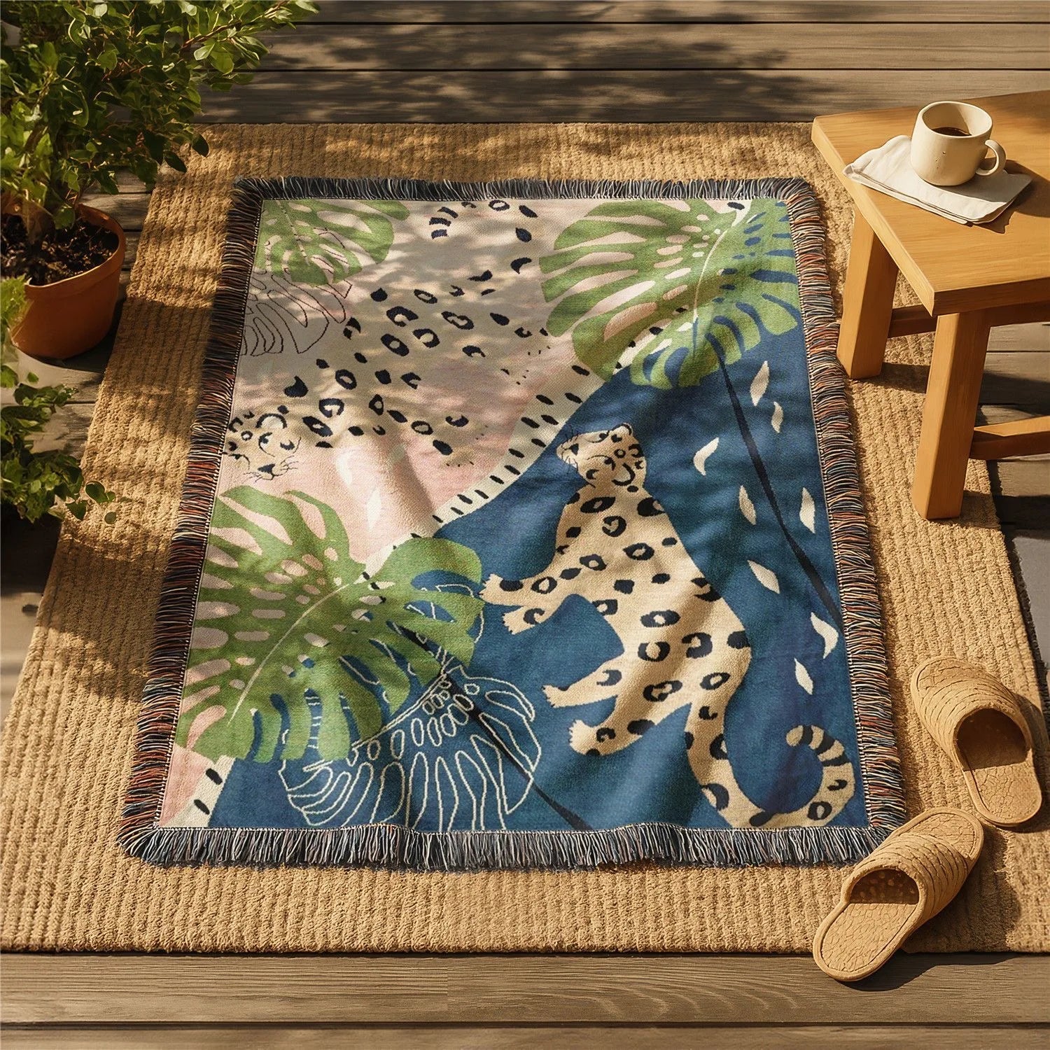 Leopard Jacquard Knit Throw