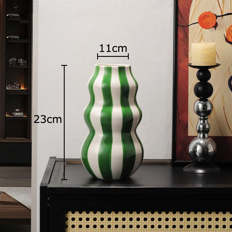 Colorful Striped Ceramic Vase and Plant Pot