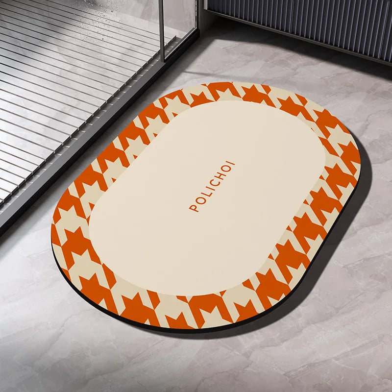 Diatomaceous Earth Bath Mat Bathroom Rug Absorbent Non-slip Floor Foot
