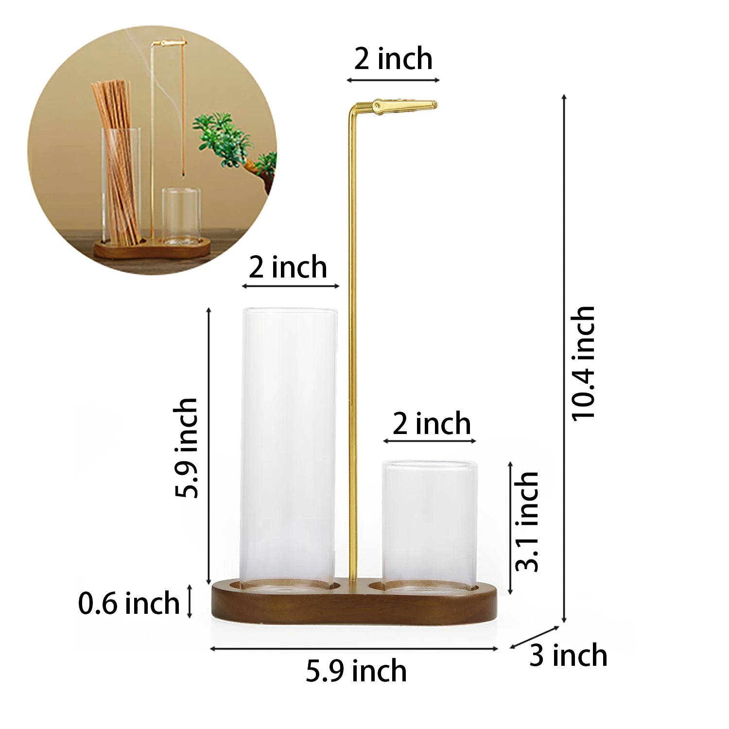 2 in 1 Incense Stick Holder with Glass Ash Catcher and Organizer