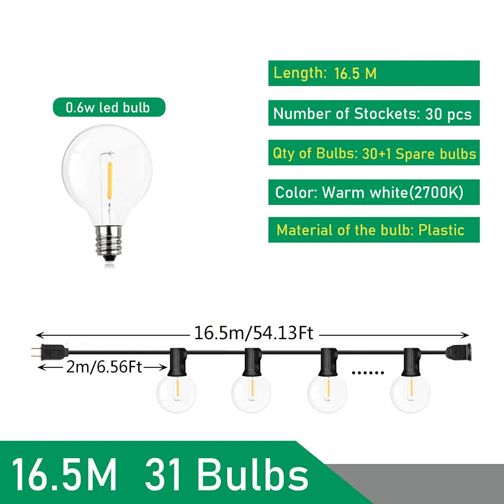 G40 Globe Festoon Patio String Lights