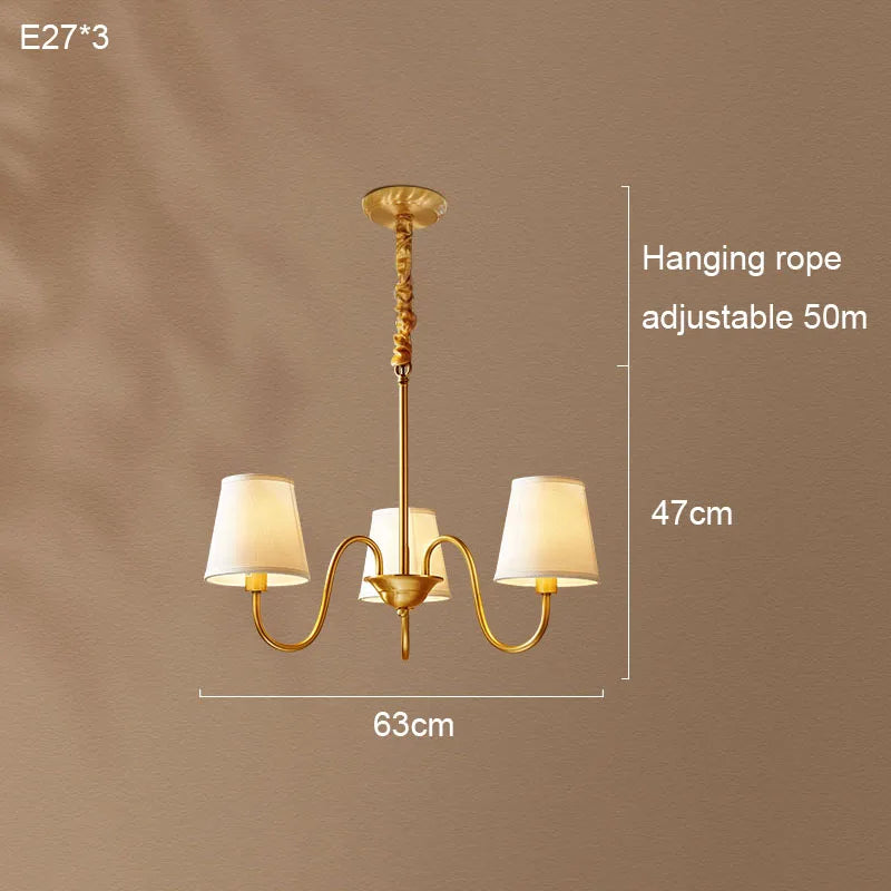 Copper and Fabric Retro Chandelier