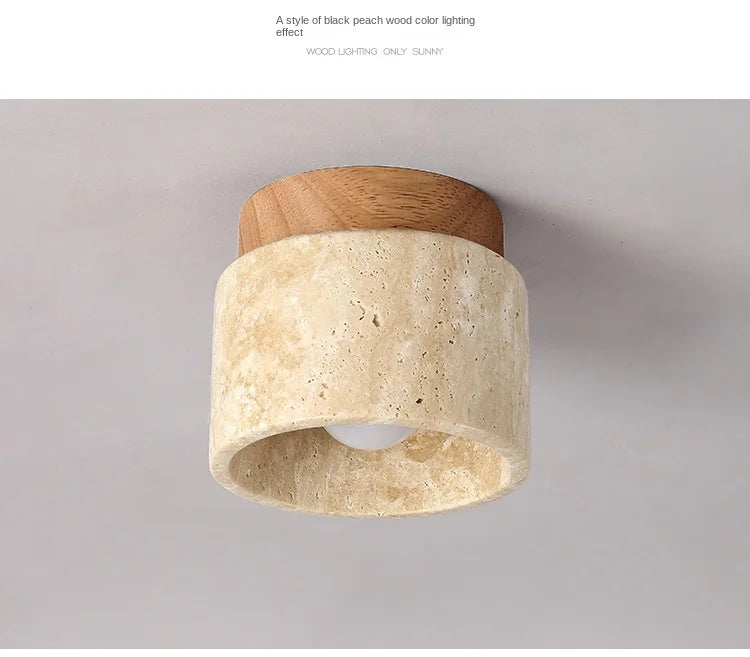 Stone Wood Round Surface Downlight