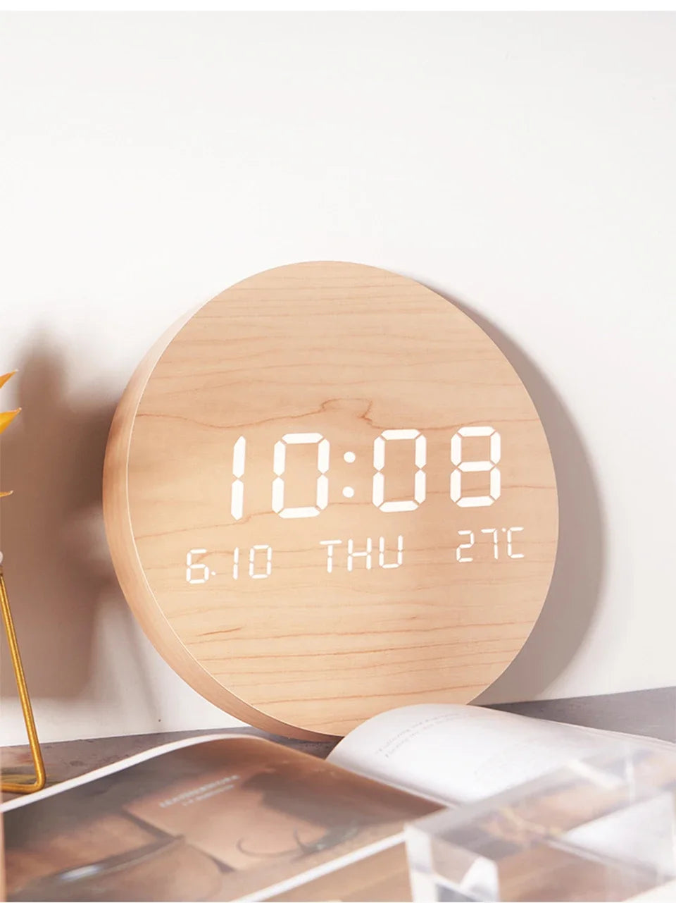 LED Digital Wall Clock with Temperature