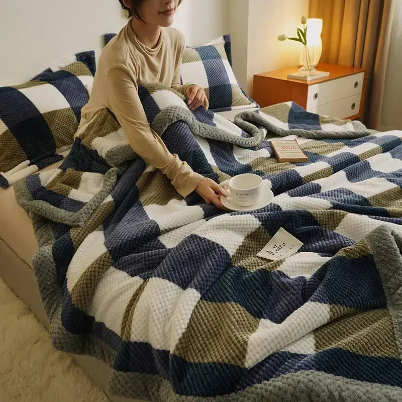 Knit Blanket Throw Soft Chenille Yarn Knitted Blanket Machine