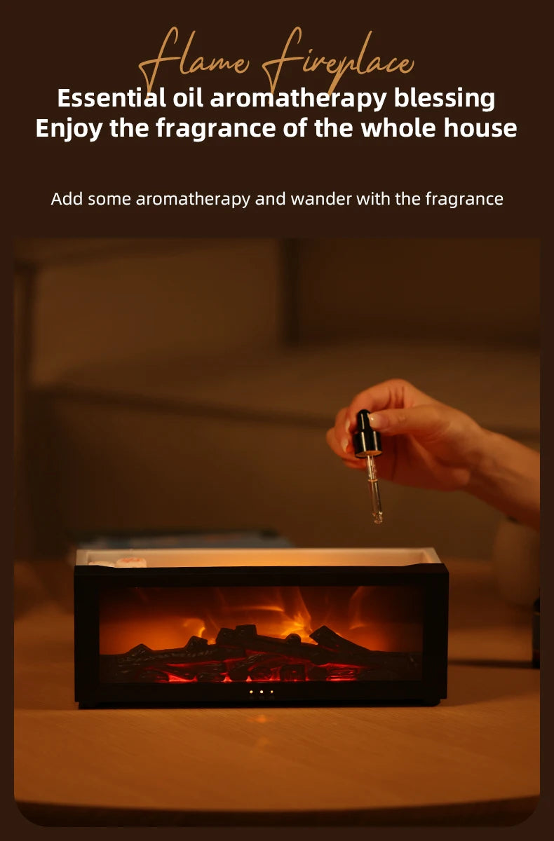 Flame Essential Oil Diffuser, 3D Flame Fireplace Aromatherapy Machine