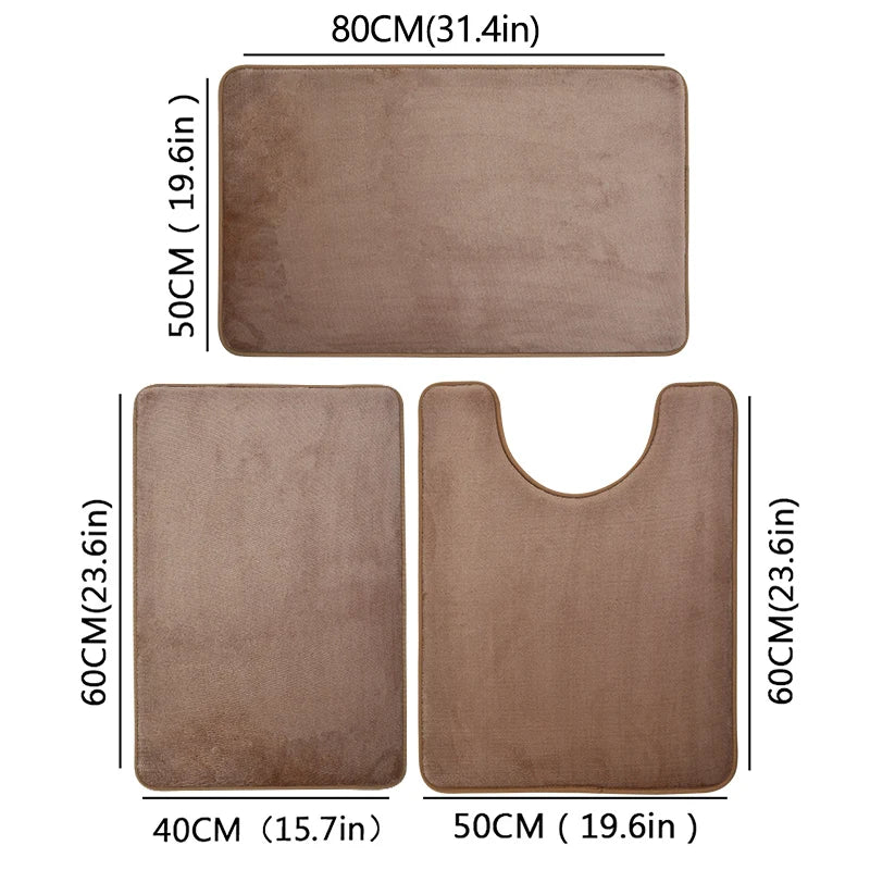 Three Piece Toilet, Bath Floor Mat, Shower Mat, Bath Absorbent Mat, Non