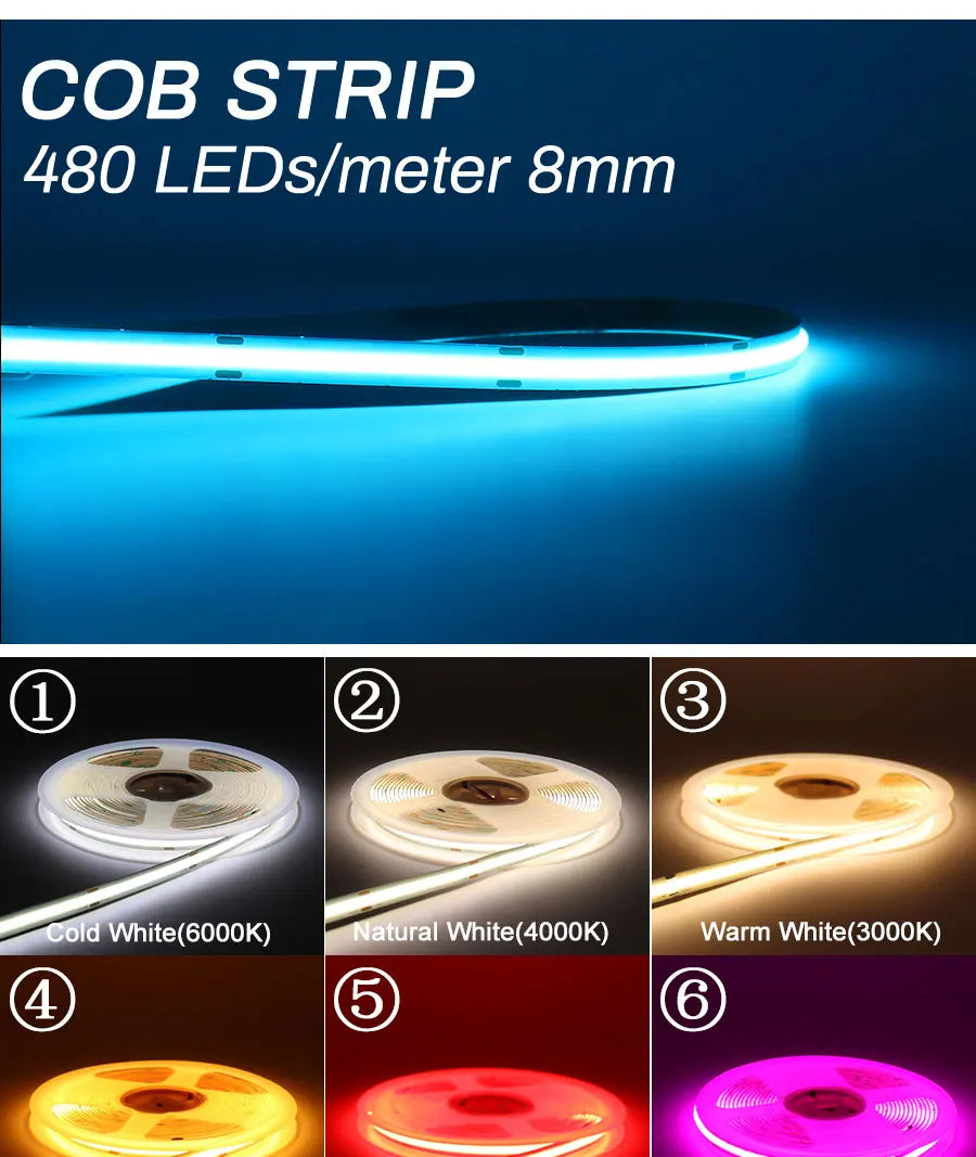 COB LED Strip PIR Motion Sensor Stair Lights Kit Step by Step Control