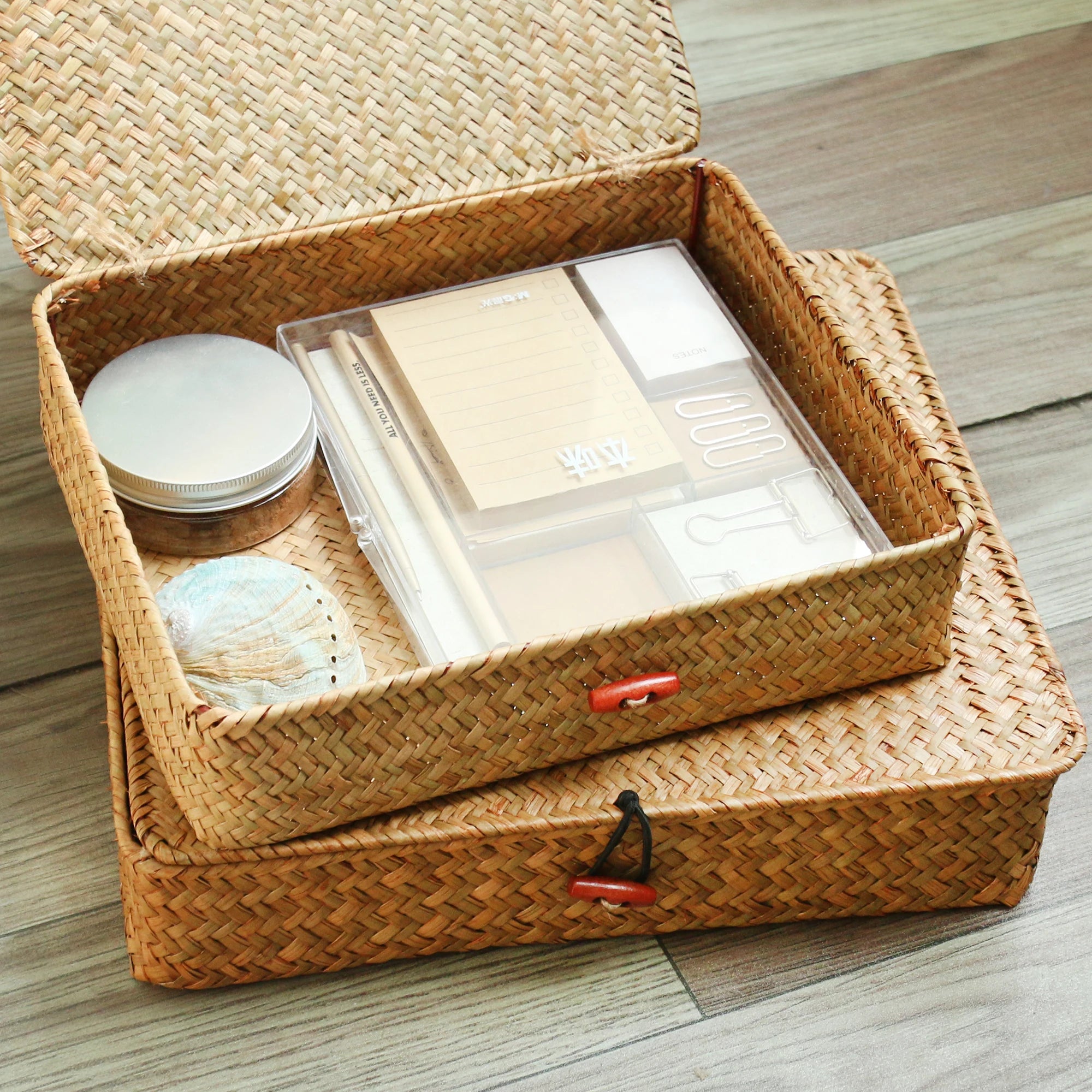 Seagrass Lidded Baskets Set of 2