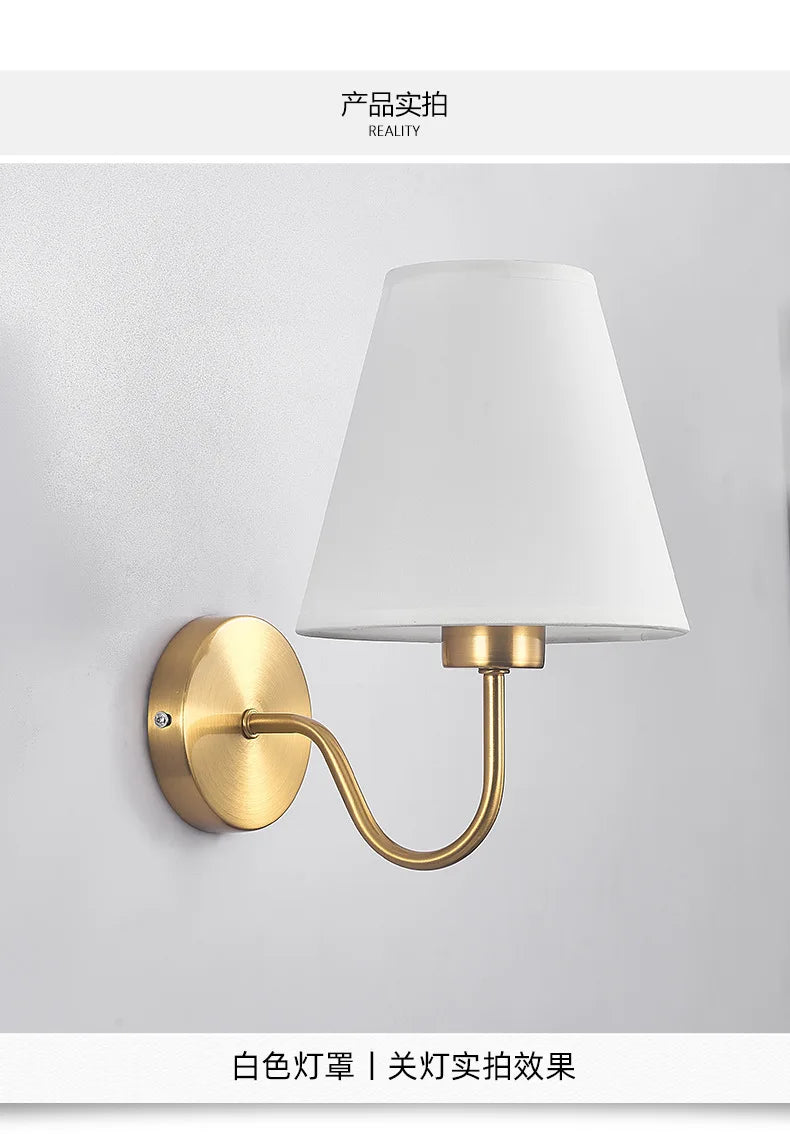 Modern Fabric Wall Lamps Retro Bedside Wall Lamp Living Room Wall