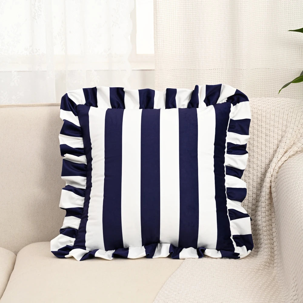 1PC Striped Lace Velvet Pillowcase 18X18Inch Pillowcases Soft Cozy