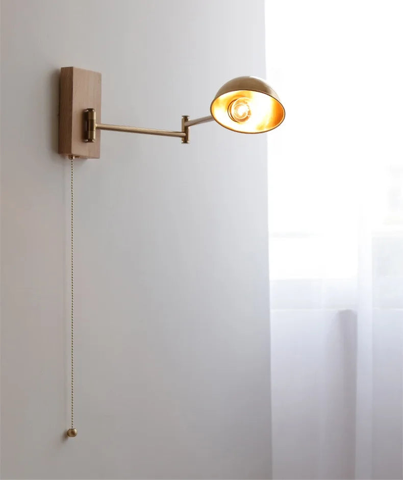 Wood Canopy Swing Arm Wall Light