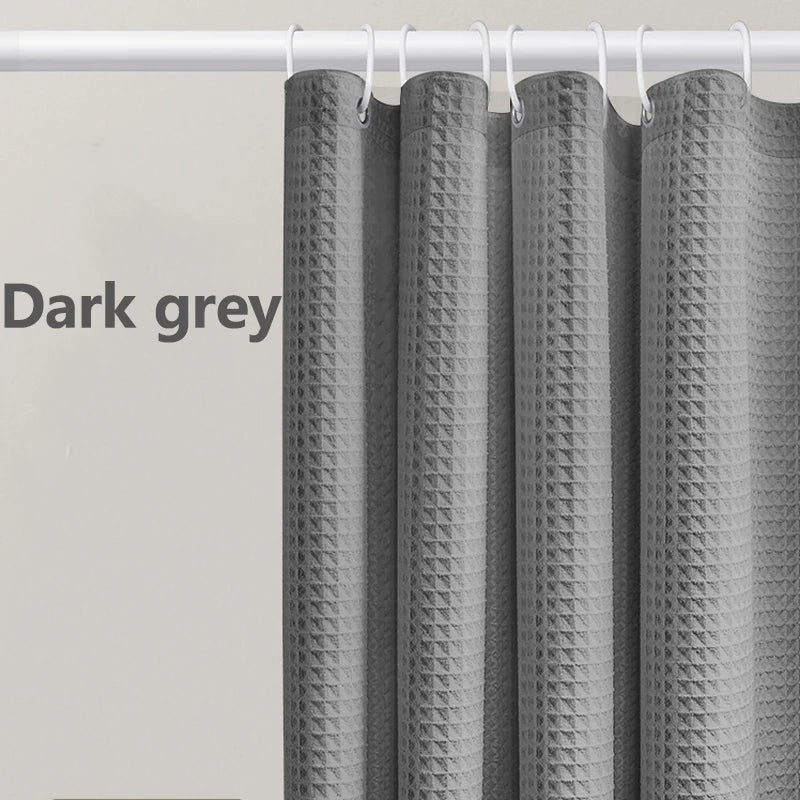Thickened Waffle Solid Color Shower Curtain, Non-porous Double-sided