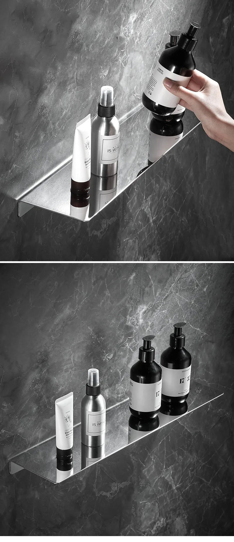 304 Stainless Steel Bathroom Storage Rack 20/30/40/50CM Brushed Chrome Shower Rack Corner Rack Multifunctional Bathroom Hardware