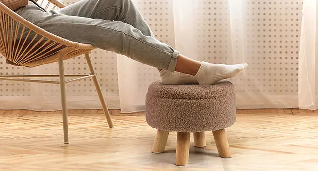 Nordic Boucle Ottoman Footstool with Storage