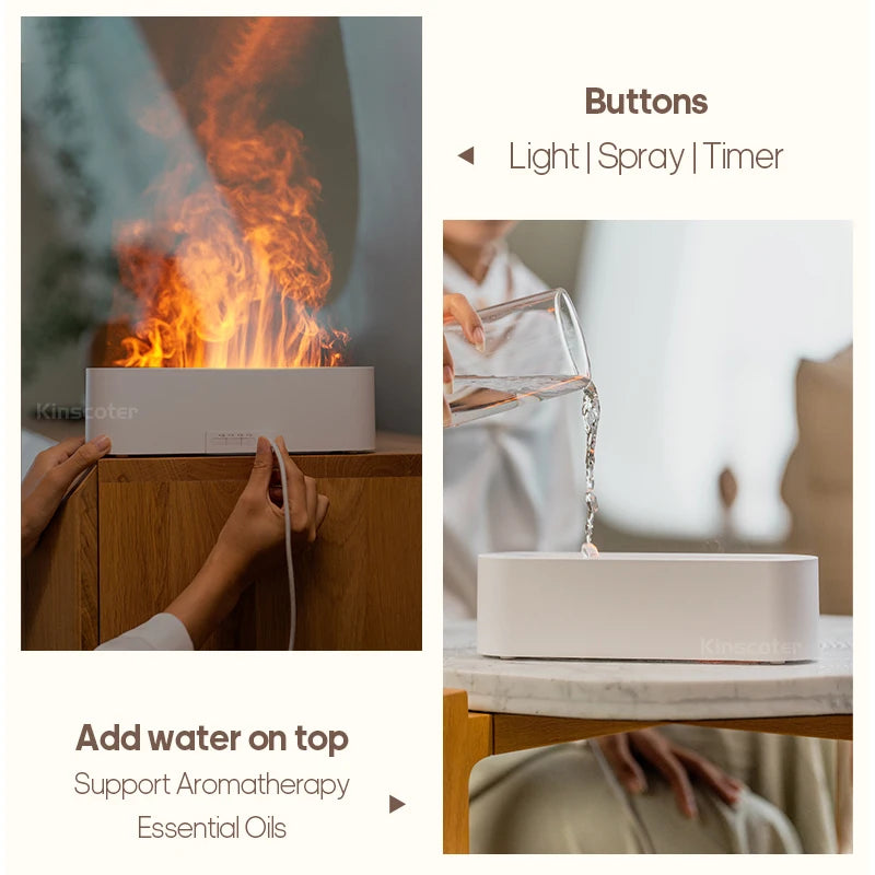 Essential Oil Aroma Diffuser Flame Air Humidifier Ultrasonic Cool Mist