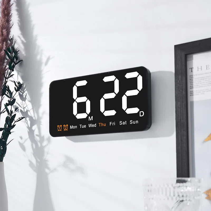 Voice Control Large Digital Wall Clock Temperature Date Week