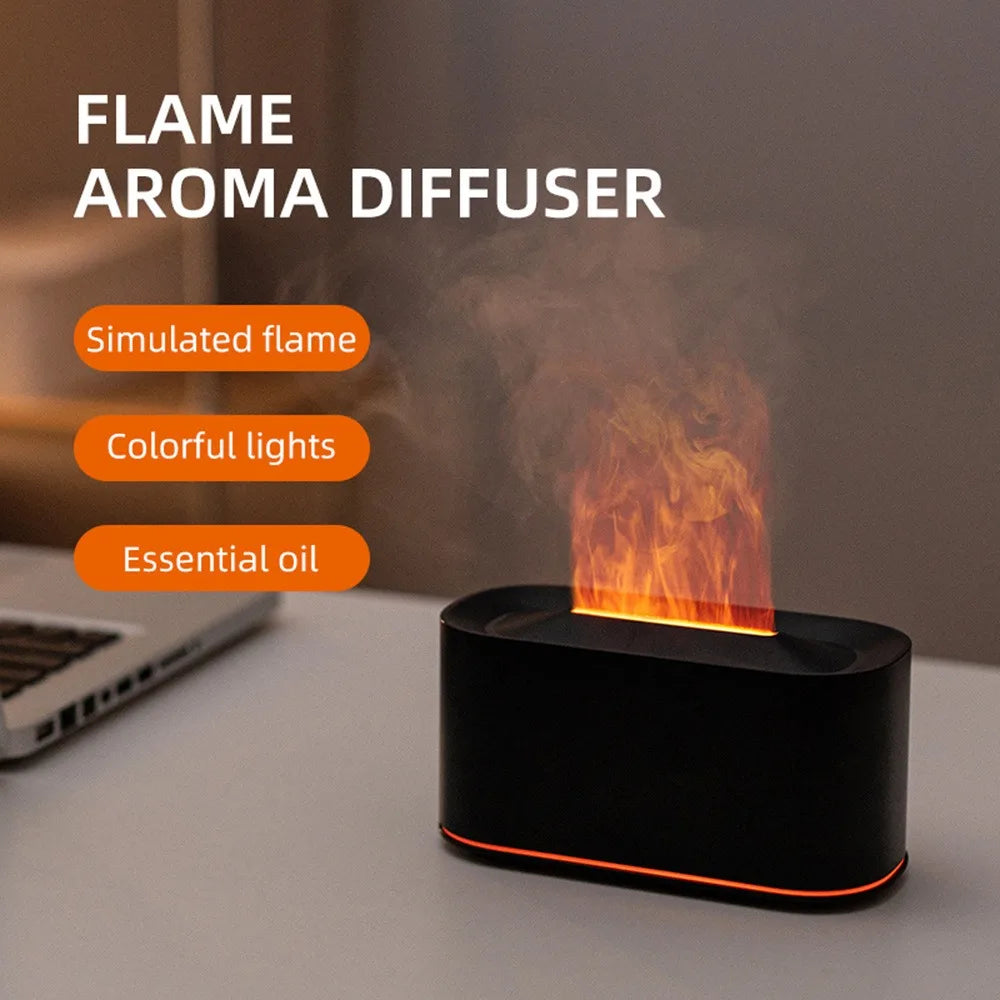 Essential Oil Diffuser,Flame Colorful Water Vapor Fire Humidifier for