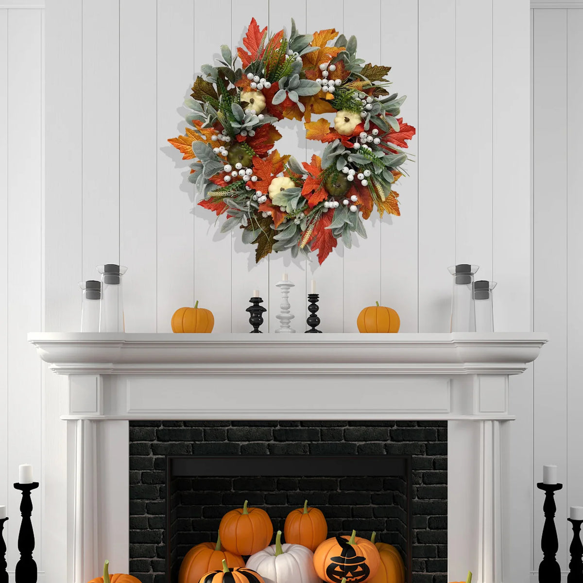 Maple Leaf and Mini Pumpkin Door Wreath