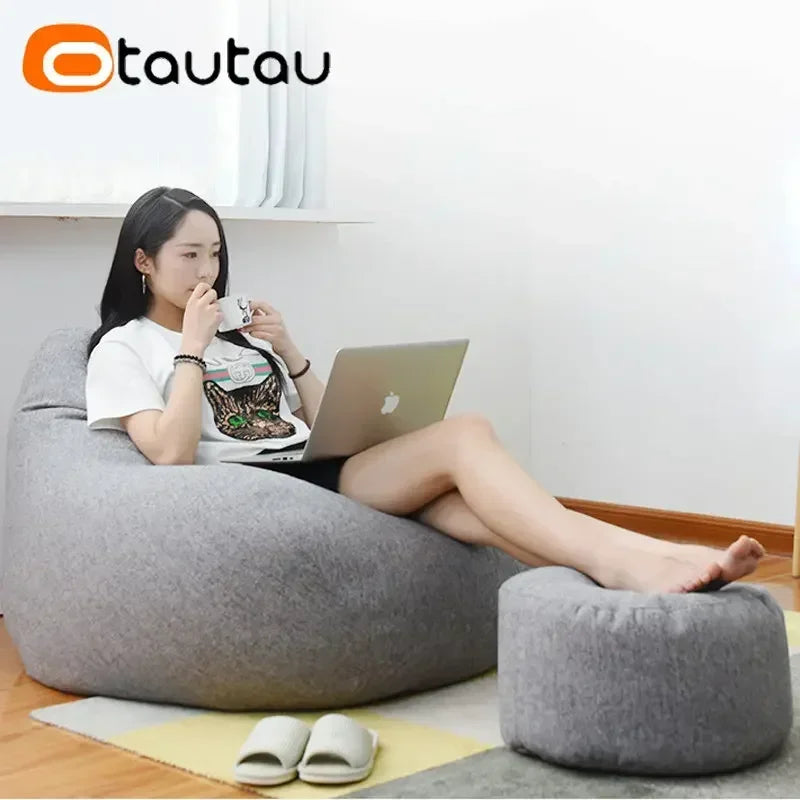 Linen Bean Bag Pouf