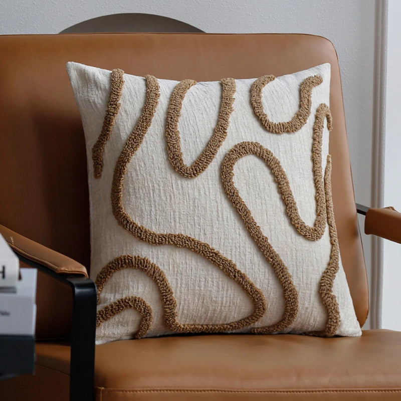 Boho Chenille Line Cushion Cover