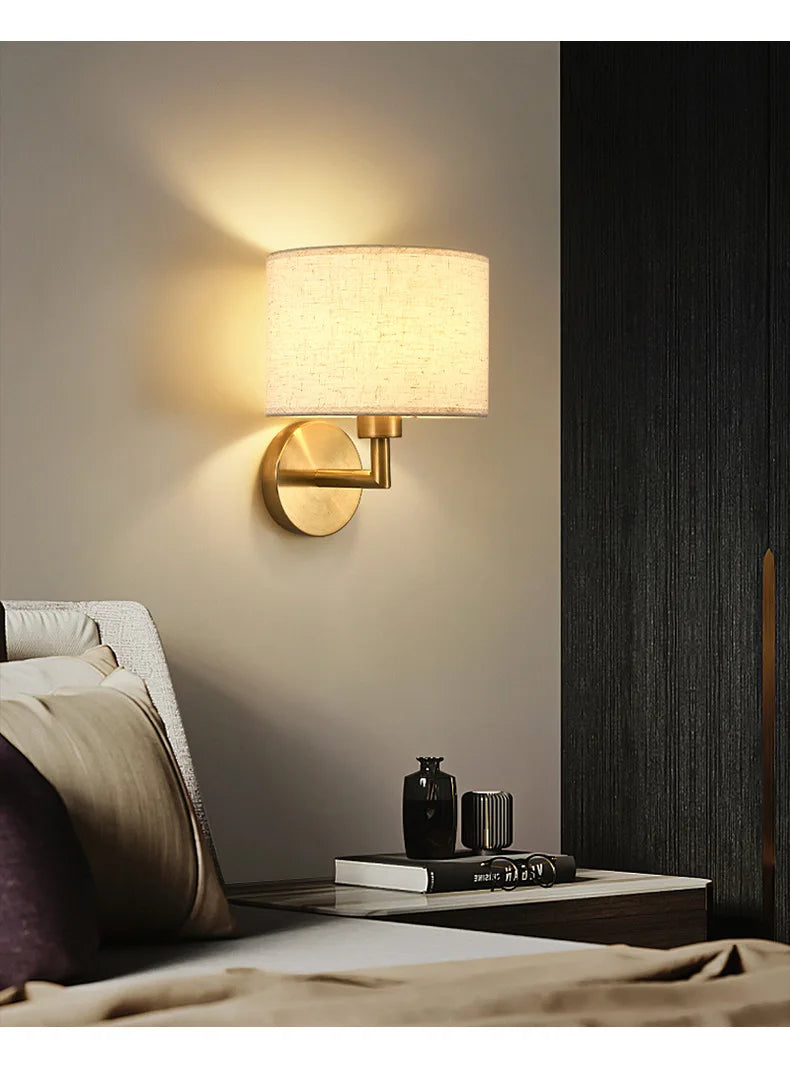 Fabric Shade Wall Lamp With Reading Light