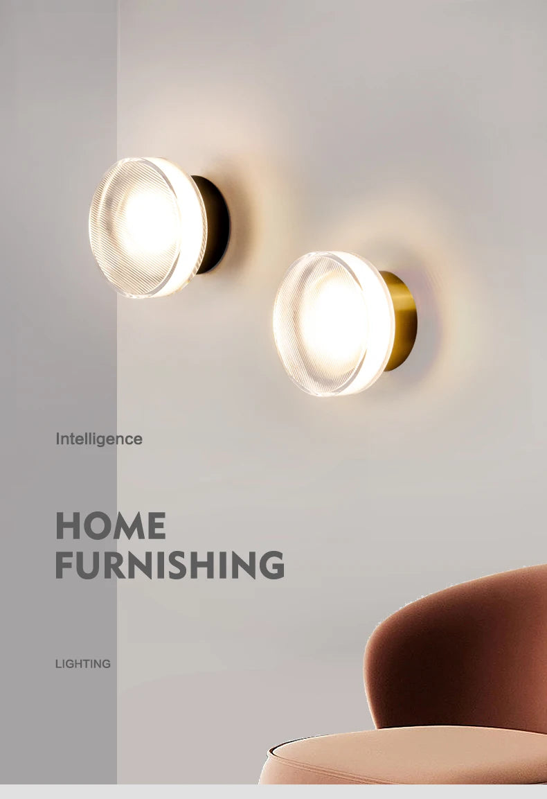 Modern Round Wall Lamp LED Acrylic Wall Light Sconce Living Room Aisel
