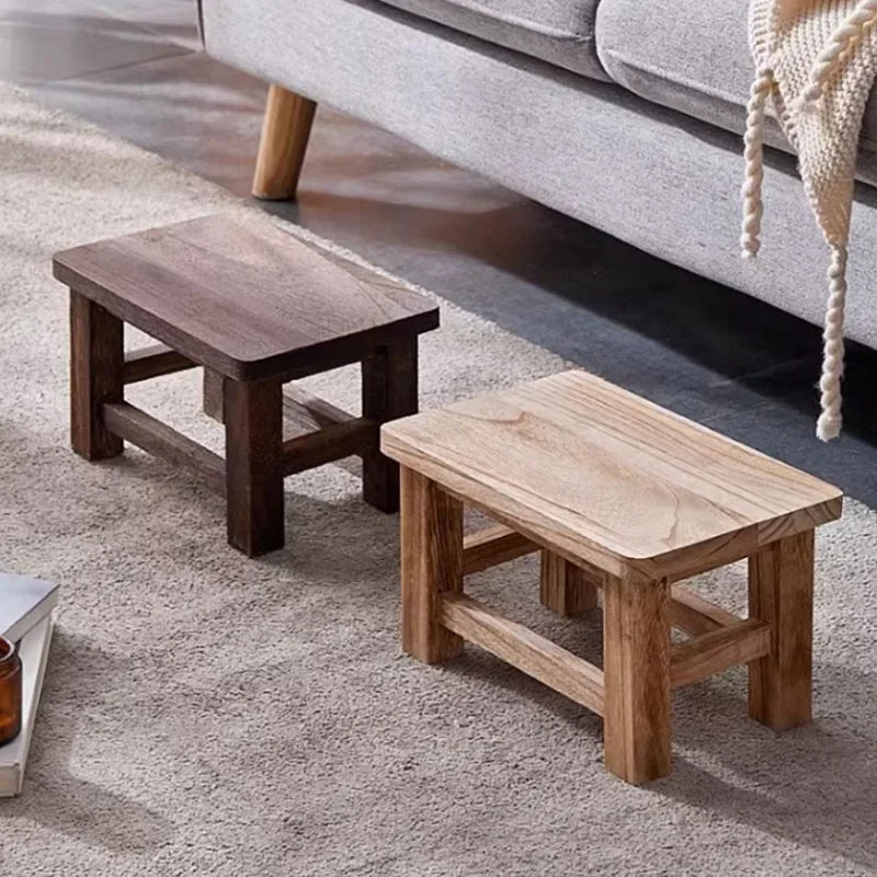 Solid Wood Shoe Changing Stool for Entryway