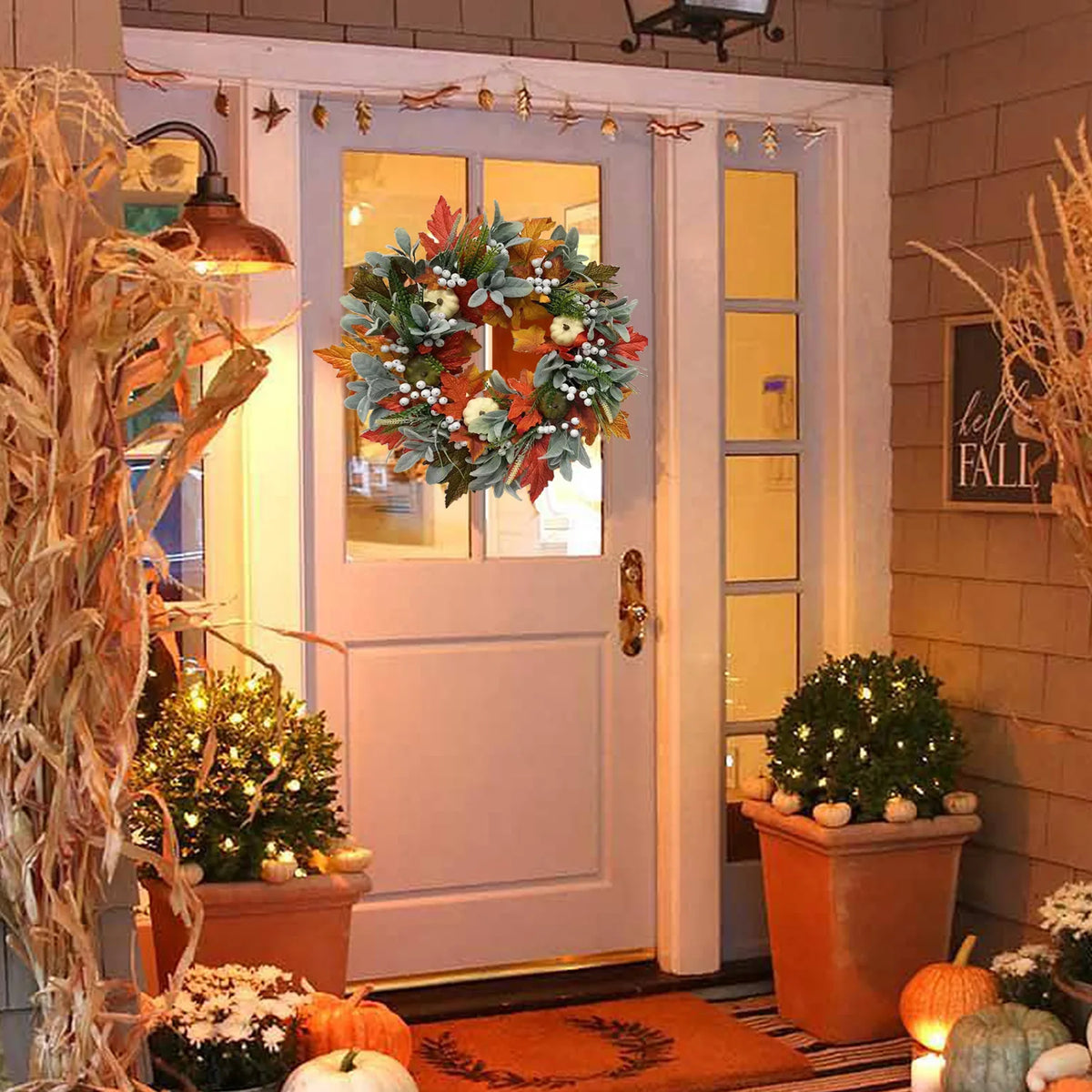 Maple Leaf and Mini Pumpkin Door Wreath