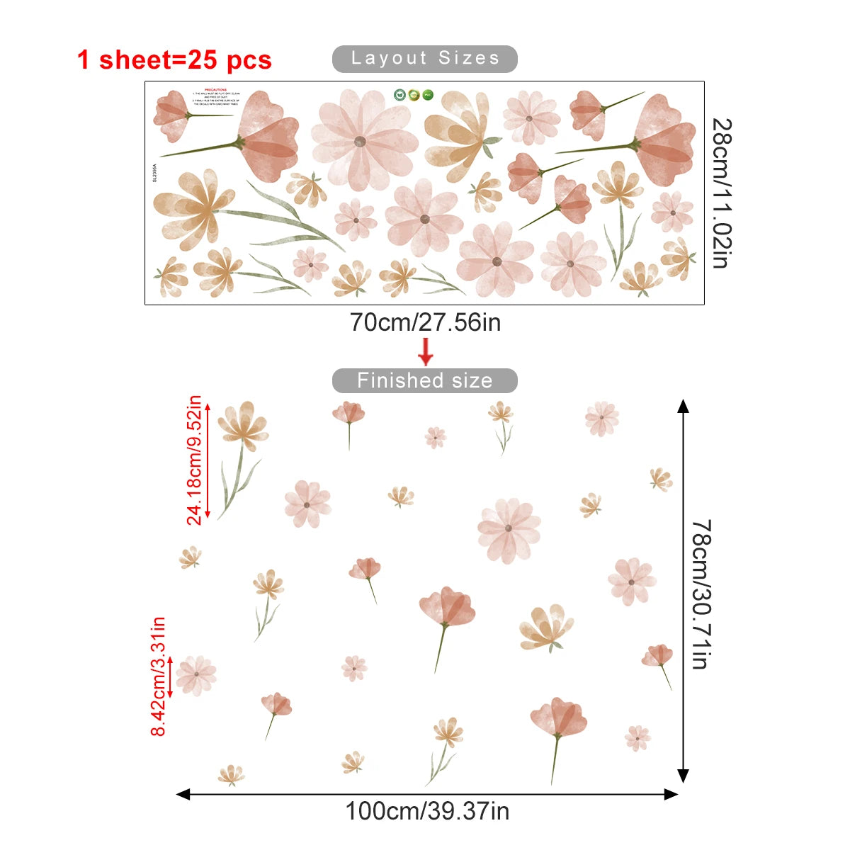 Boho Watercolor Flower Wall Decals