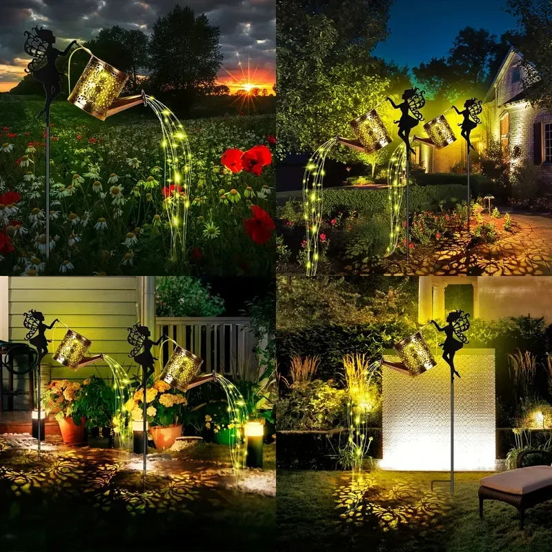 Solar Fairy Watering Can Lights Vintage Metal